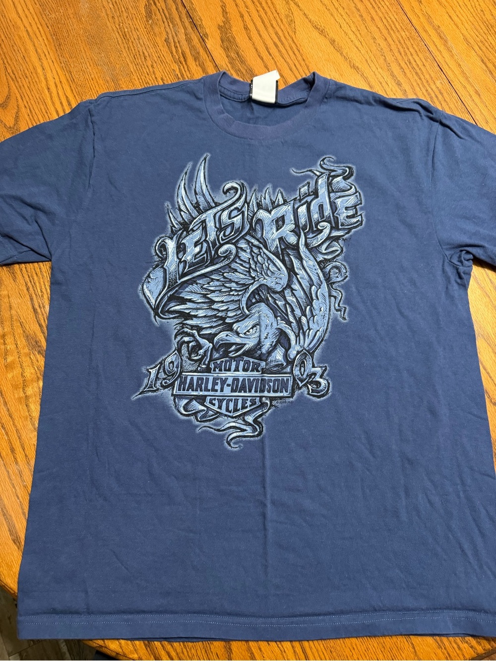 Harley-Davidson Blue Short Sleeve Tee with Eagle Graphic
